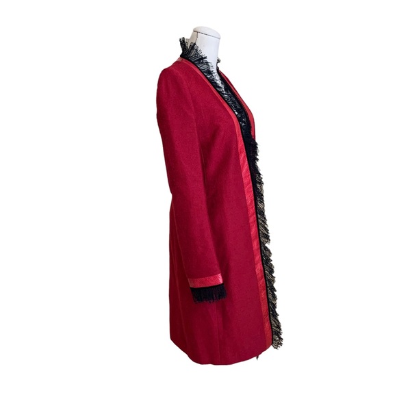 Rare Vintage 90s Richard Tyler Couture Red Snake Velvet Wool Lace Coat - Picture 10 of 16